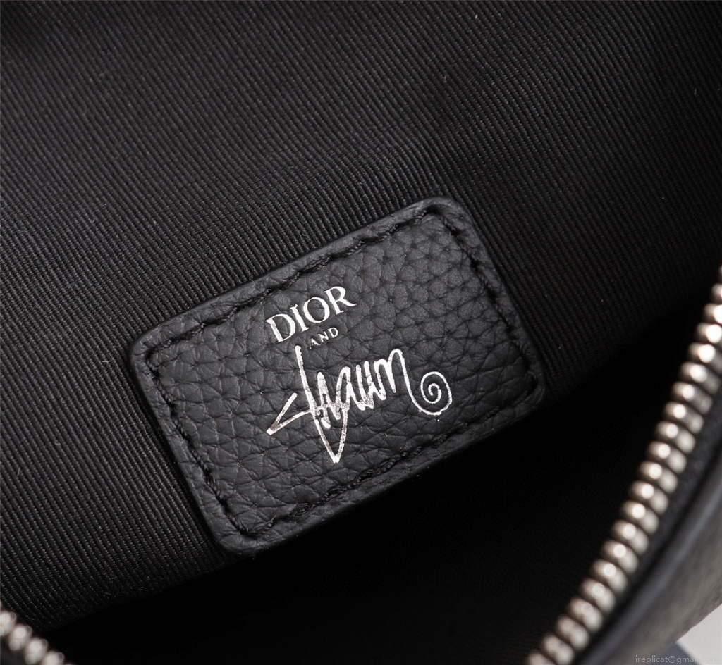 Dior 1ADPO093 Saddle Men Bag Grained Calfskin Black