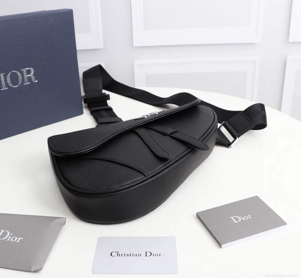 Dior 1ADPO093 Saddle Men Bag Grained Calfskin Black