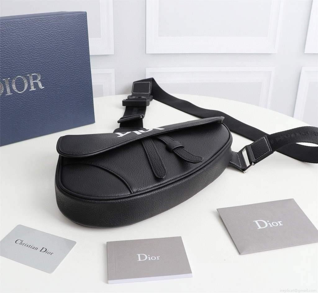 Dior 1ADPO093 Saddle Men Bag Grained Calfskin Black