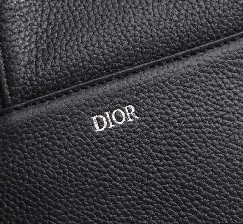 Dior 1ADPO093 Saddle Men Bag Grained Calfskin Black