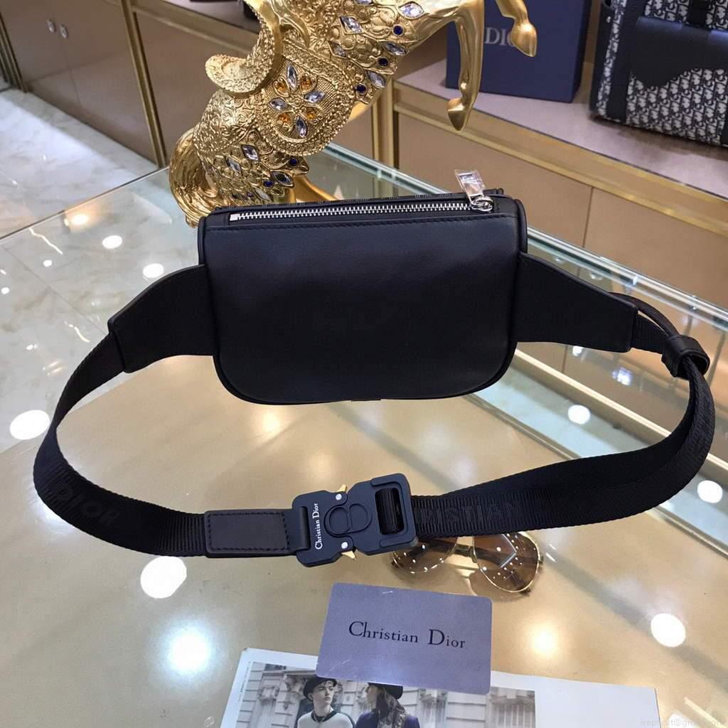Dior 1ADPO223 Saddle Belt Bag Dior Oblique Galaxy Leather Black