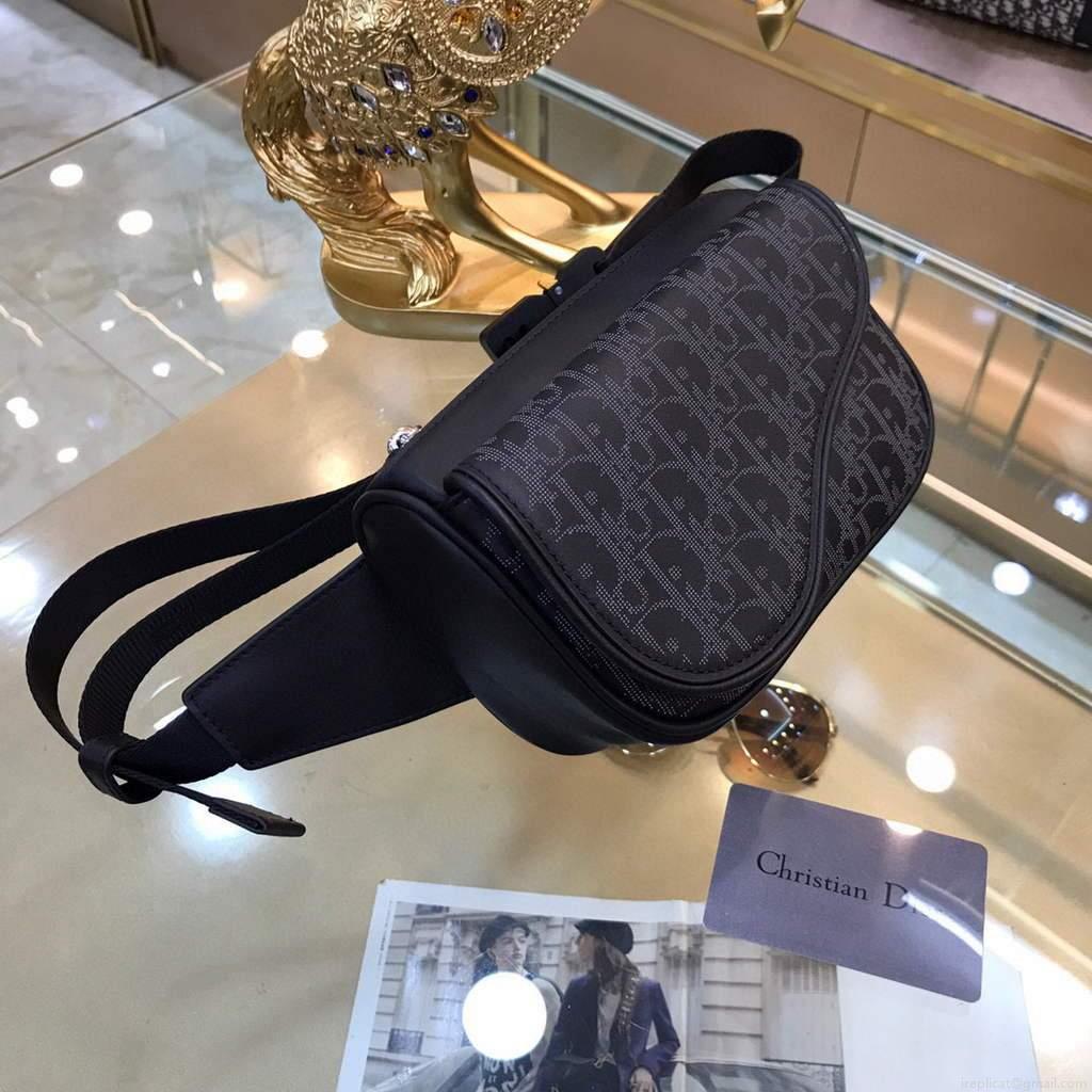 Dior 1ADPO223 Saddle Belt Bag Dior Oblique Galaxy Leather Black