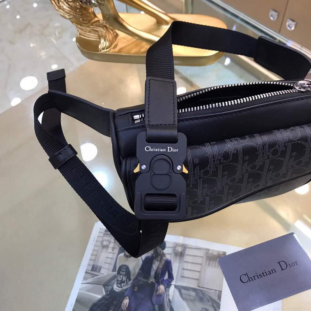 Dior 1ADPO223 Saddle Belt Bag Dior Oblique Galaxy Leather Black