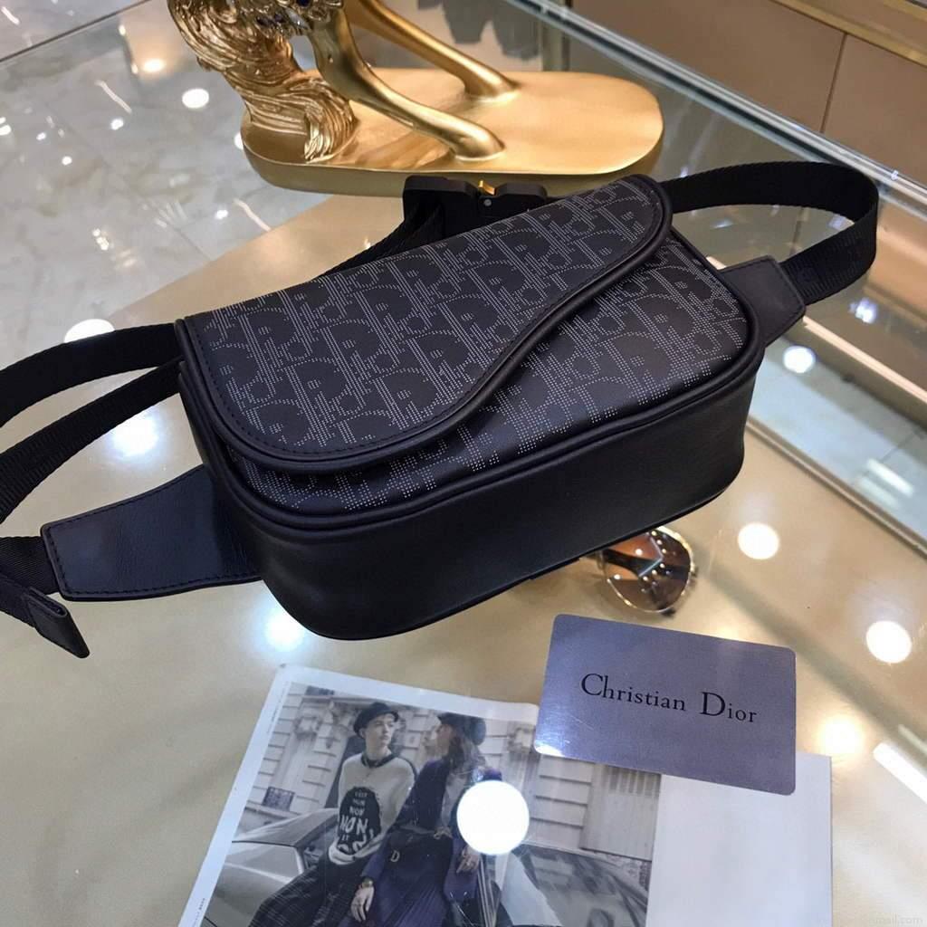 Dior 1ADPO223 Saddle Belt Bag Dior Oblique Galaxy Leather Black