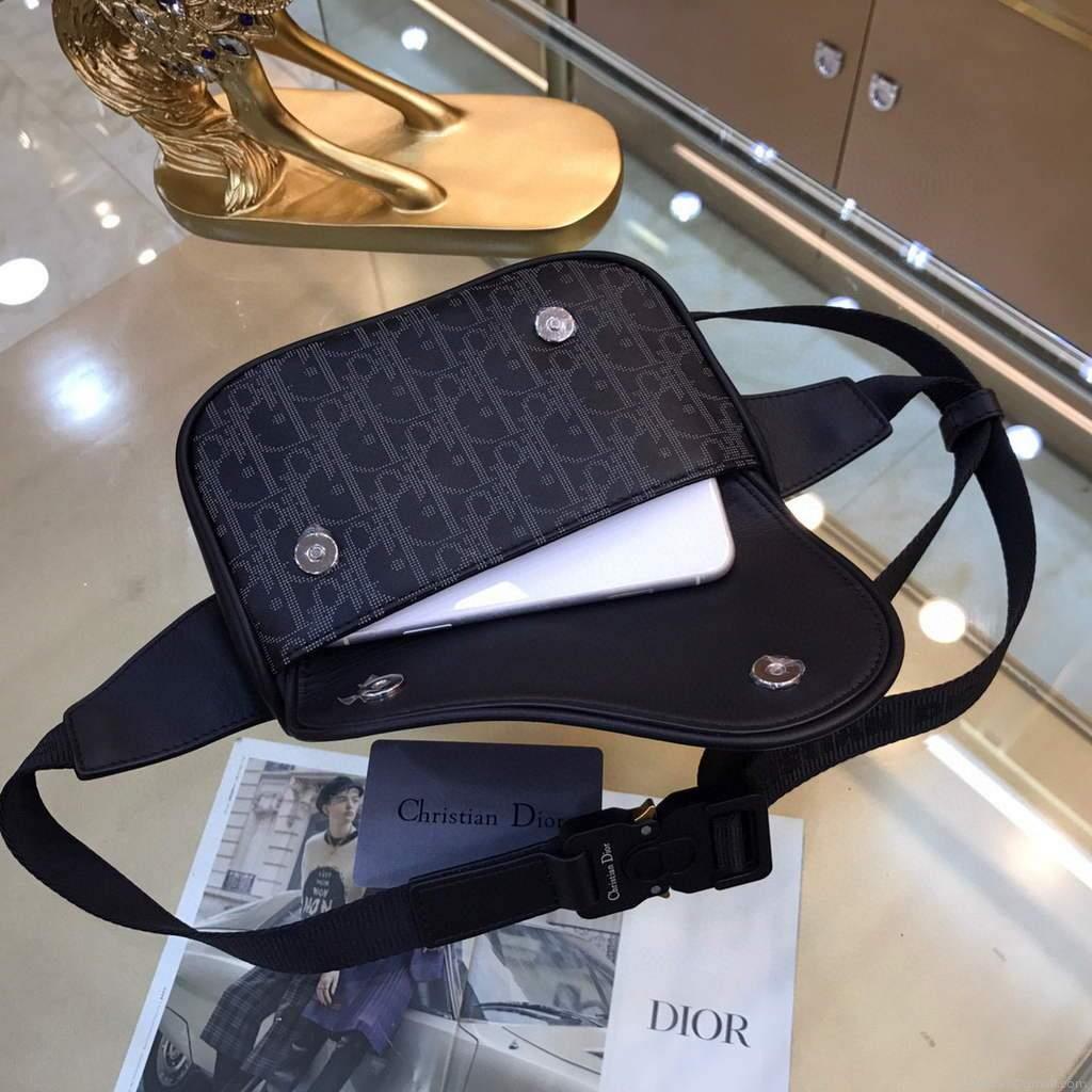 Dior 1ADPO223 Saddle Belt Bag Dior Oblique Galaxy Leather Black