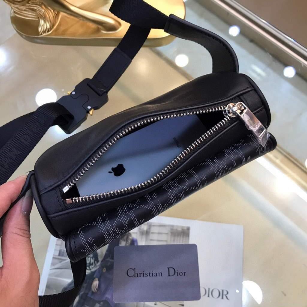 Dior 1ADPO223 Saddle Belt Bag Dior Oblique Galaxy Leather Black