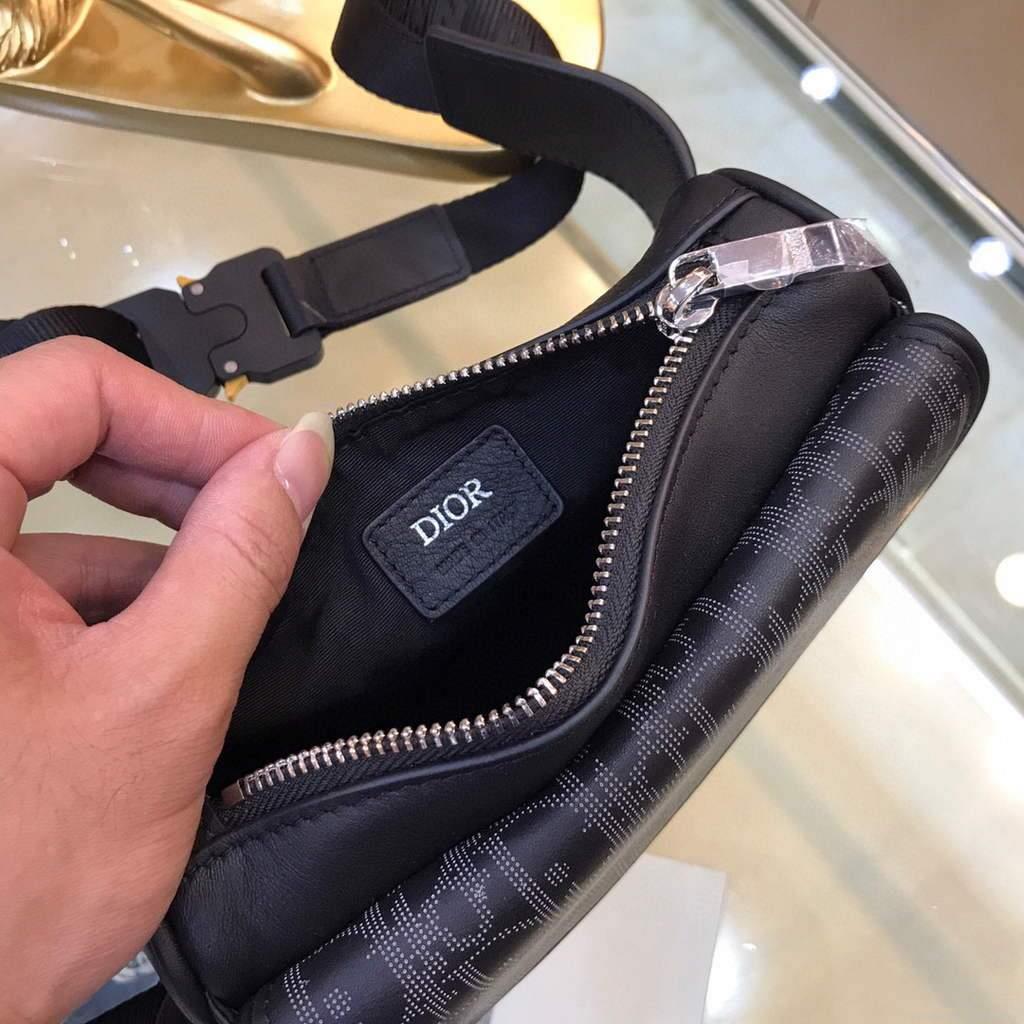 Dior 1ADPO223 Saddle Belt Bag Dior Oblique Galaxy Leather Black