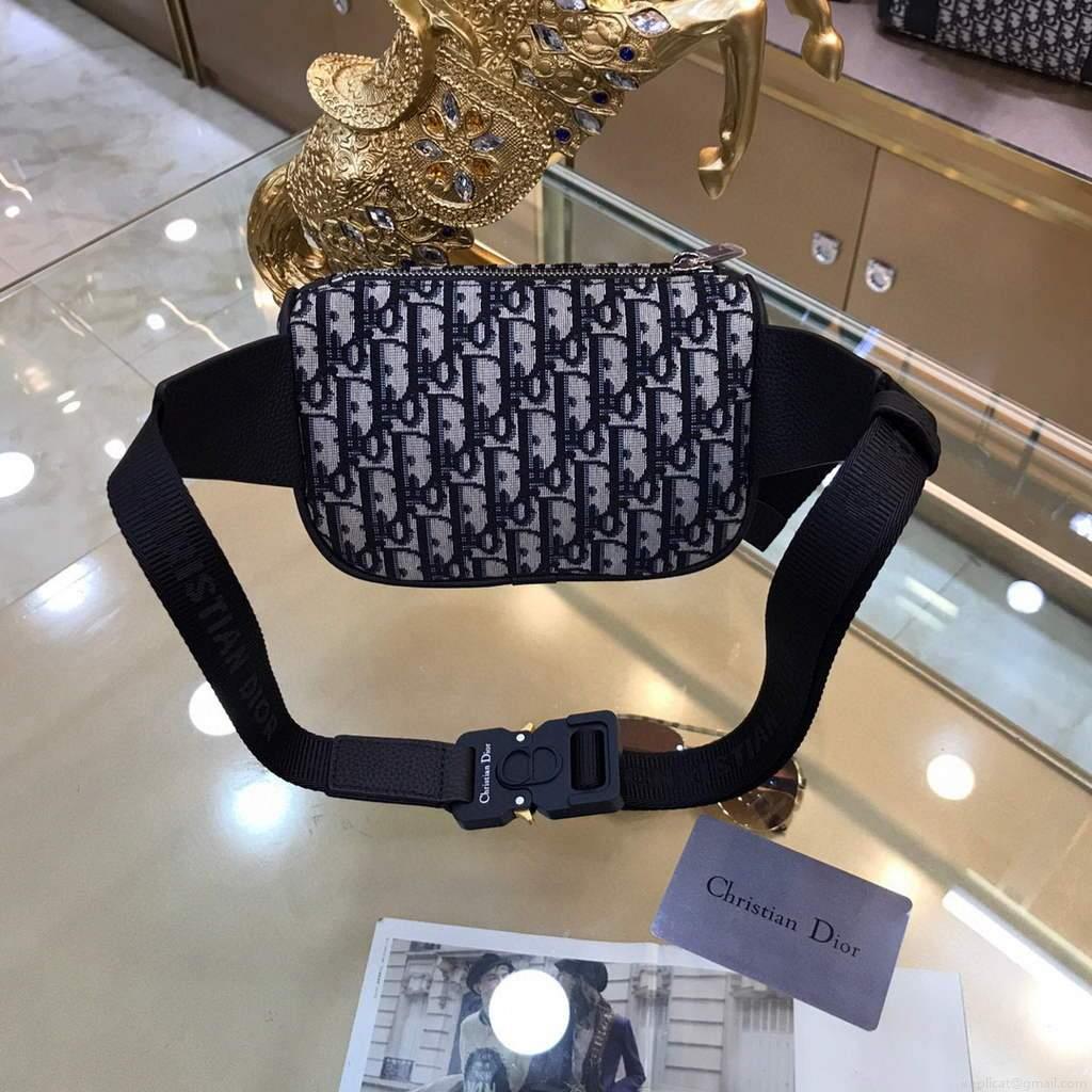 Dior 1ADPO223 Saddle Belt Bag Dior Oblique Galaxy Leather Black and Beige