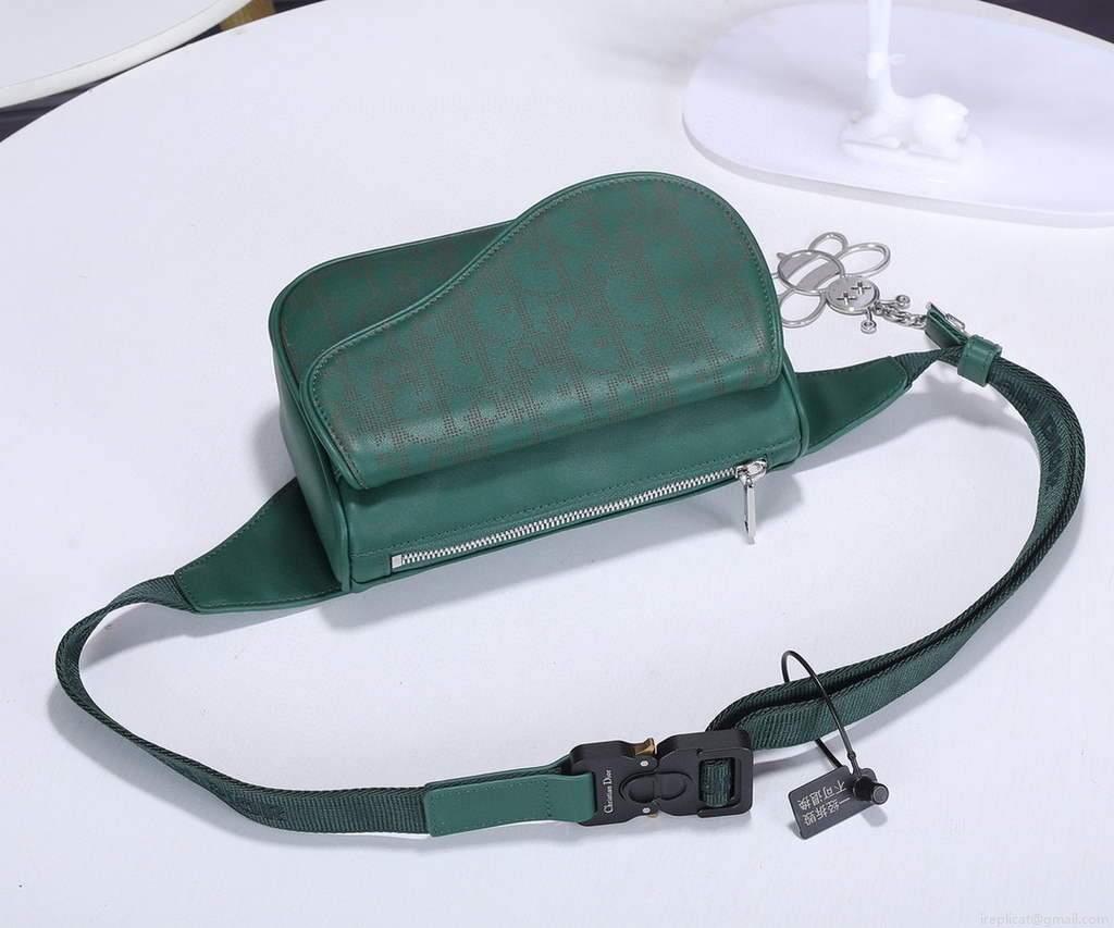 Dior 1ADPO223 Saddle Belt Bag Leather Green
