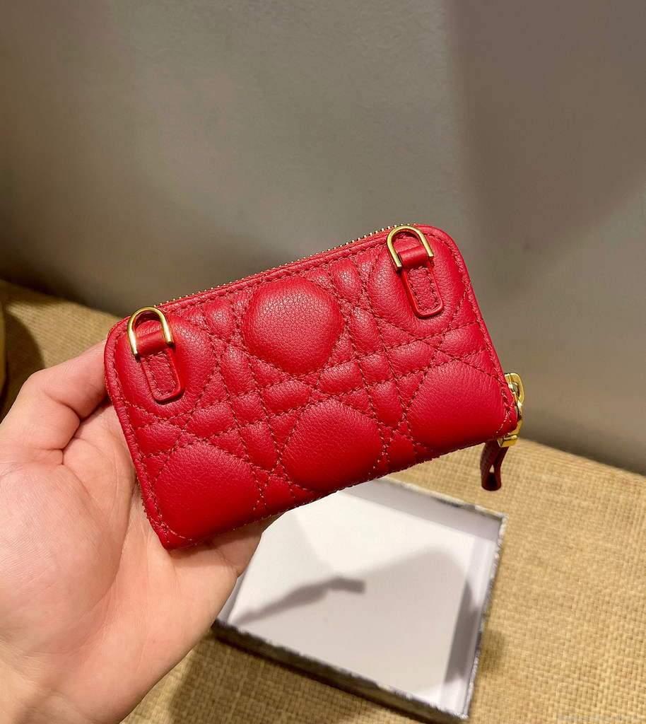 Dior Caro Mini zipper clutch 5087 Red