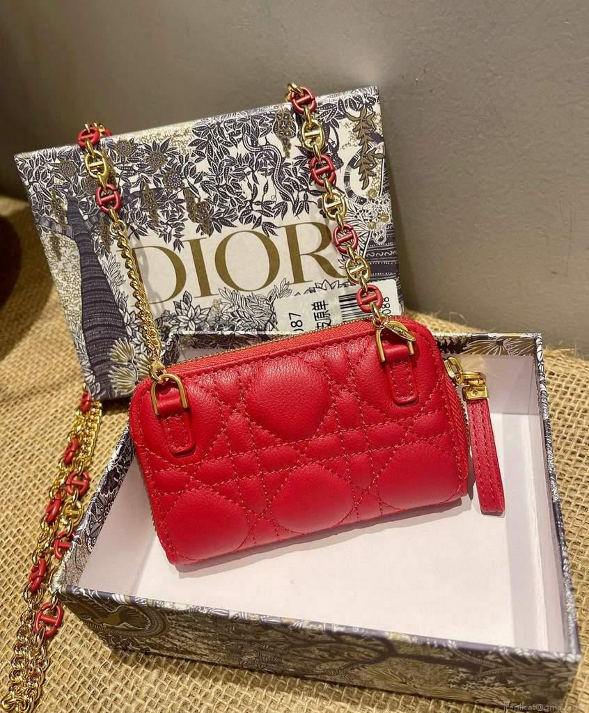 Dior Caro Mini zipper clutch 5087 Red
