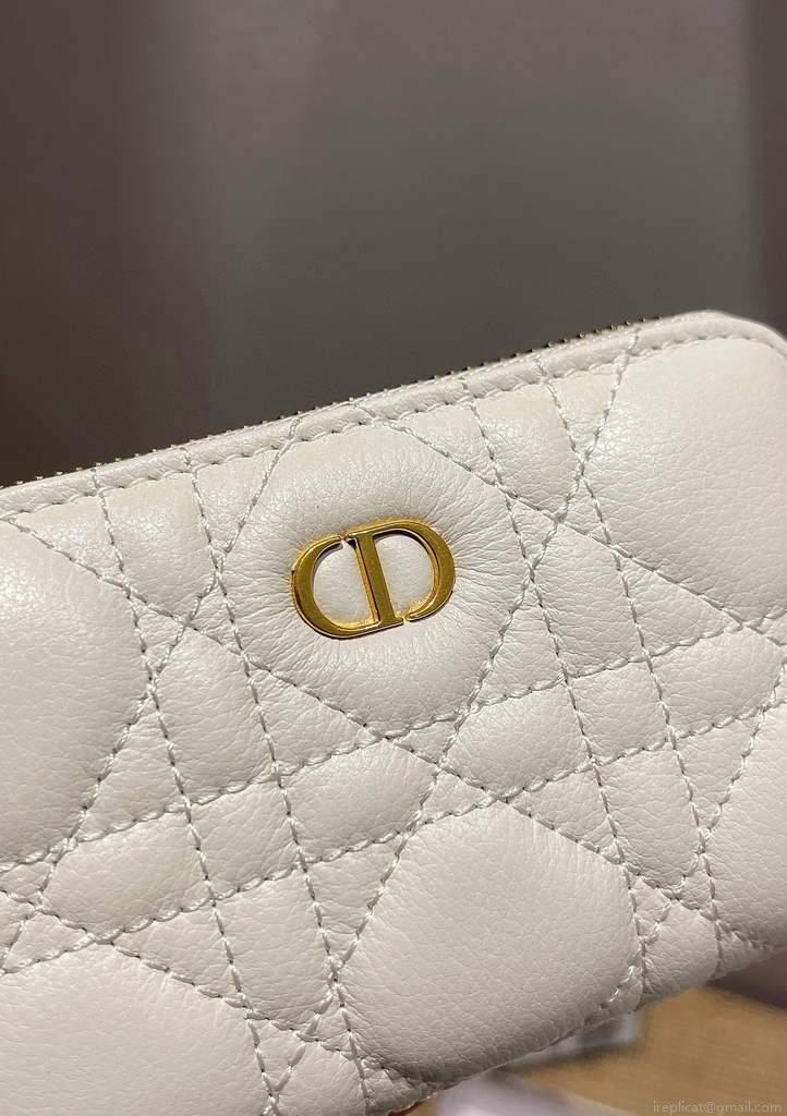 Dior Caro Mini zipper clutch 5087 White