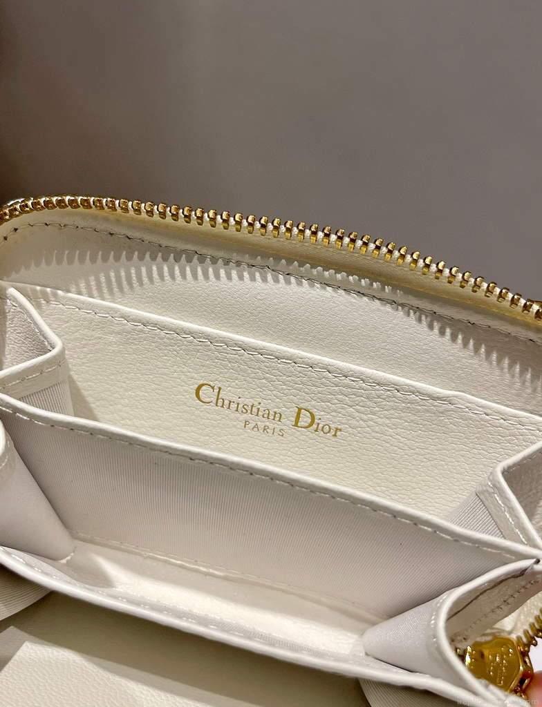 Dior Caro Mini zipper clutch 5087 White