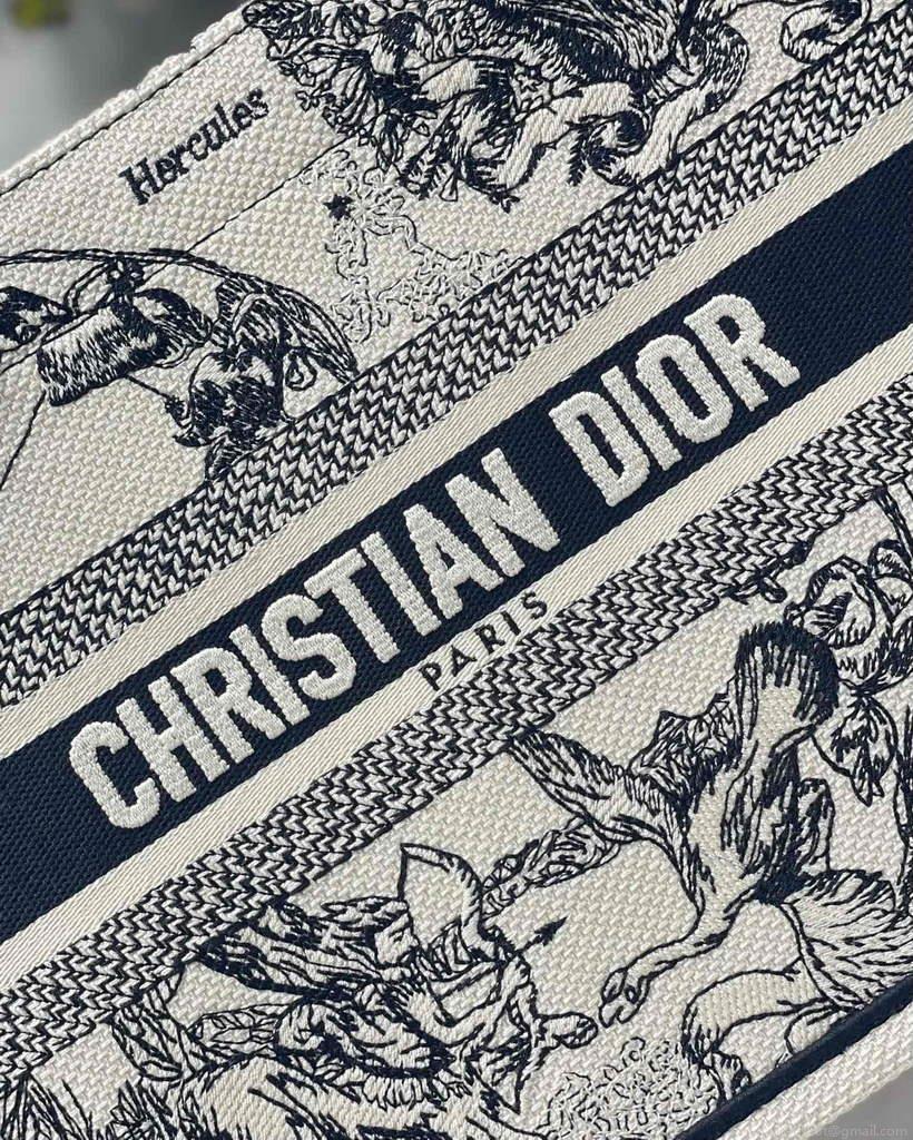 Dior Book Tote M1265 Small Latte Toile De Jouy Zodiac Embroidery Beige