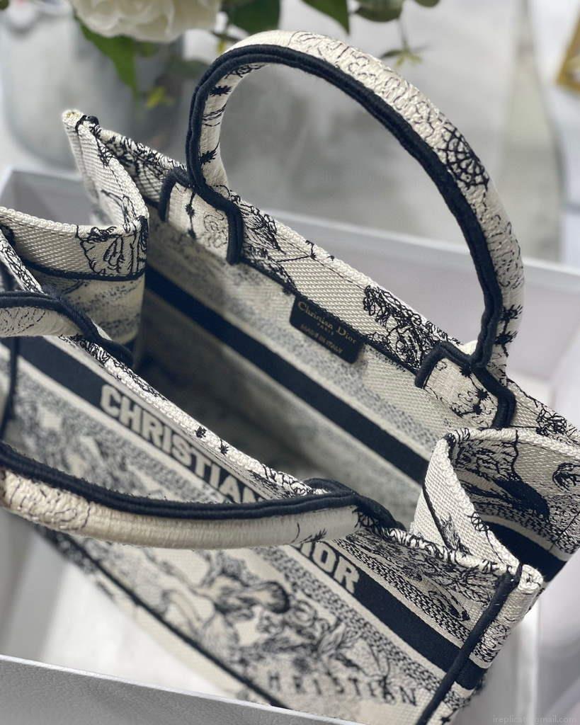 Dior Book Tote M1265 Small Latte Toile De Jouy Zodiac Embroidery Beige
