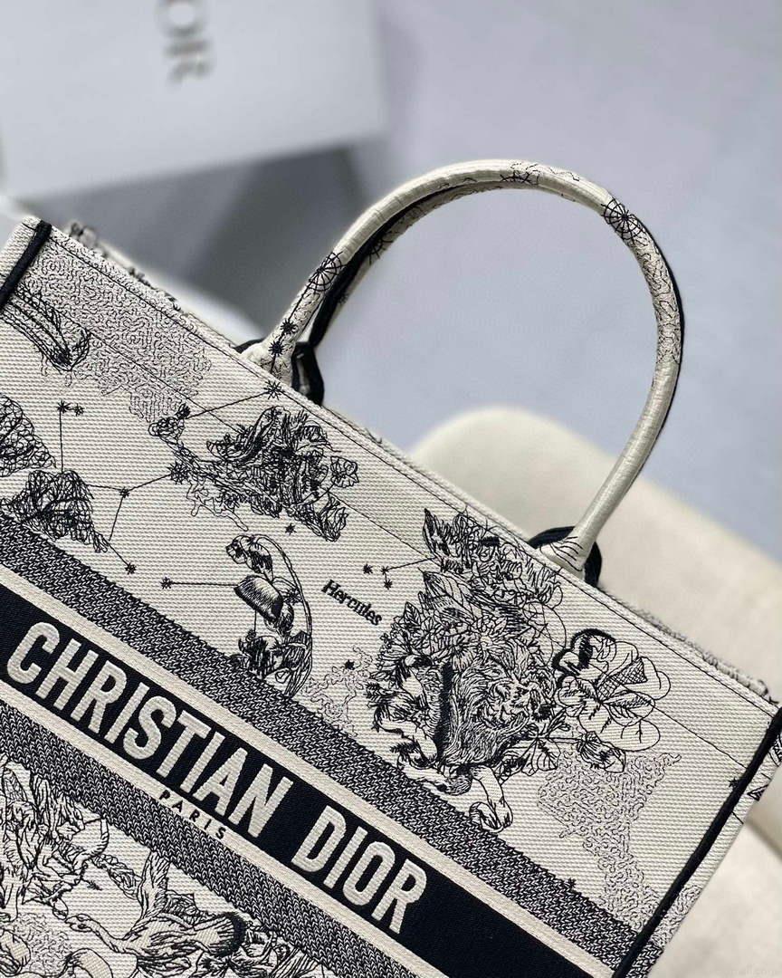 Dior M1286 Large Book Tote Toile de Jouy Zodiac latte embroidery