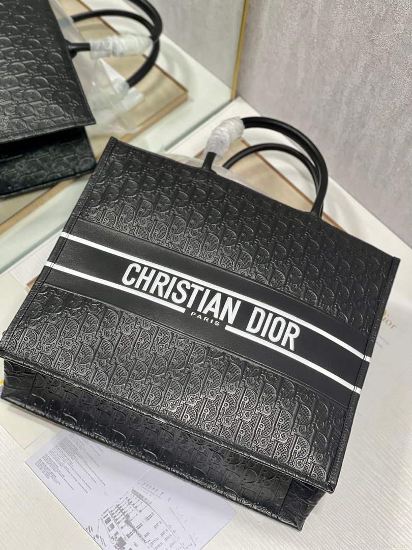 Dior M1286 Large Book Tote Black Perforated and Embossed Oblique Calfskin