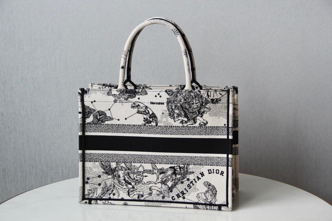 Dior M1296 Medium Book Tote Toile de Jouy Zodiac latte embroidery