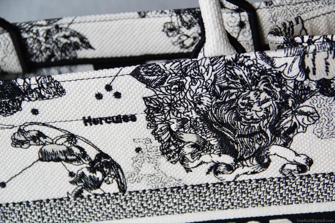 Dior M1296 Medium Book Tote Toile de Jouy Zodiac latte embroidery