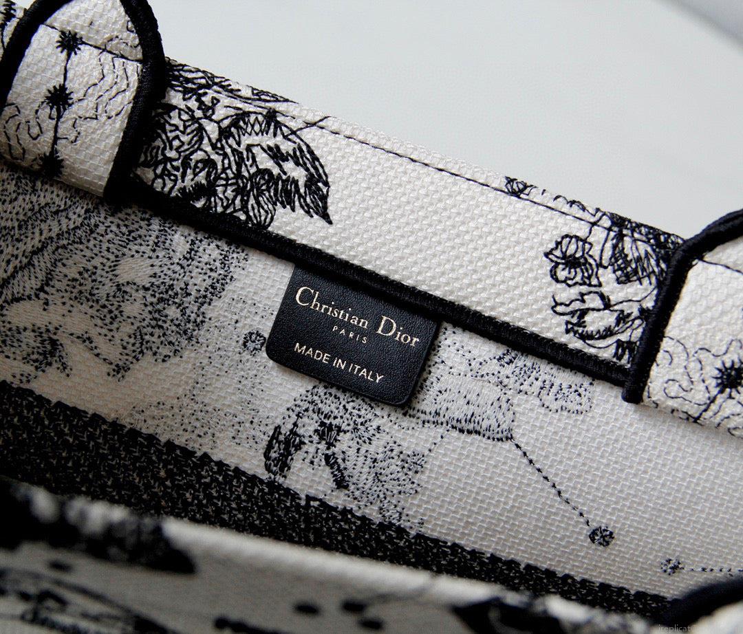 Dior M1296 Medium Book Tote Toile de Jouy Zodiac latte embroidery
