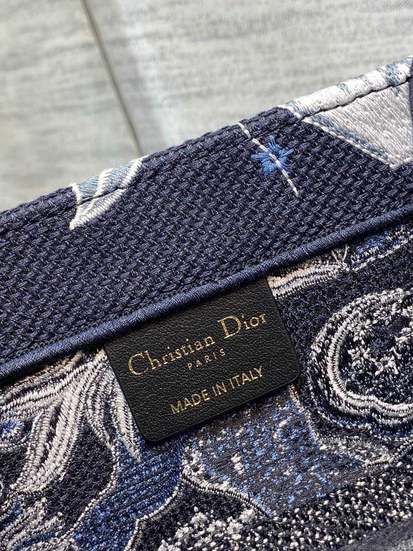 Dior M1296 Medium Book Tote Blue Multicolor Zodiac Fantastico Embroidery