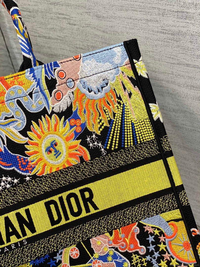 Dior M1286 Large Book Tote Black Multicolor Zodiac Fantastico Embroidery