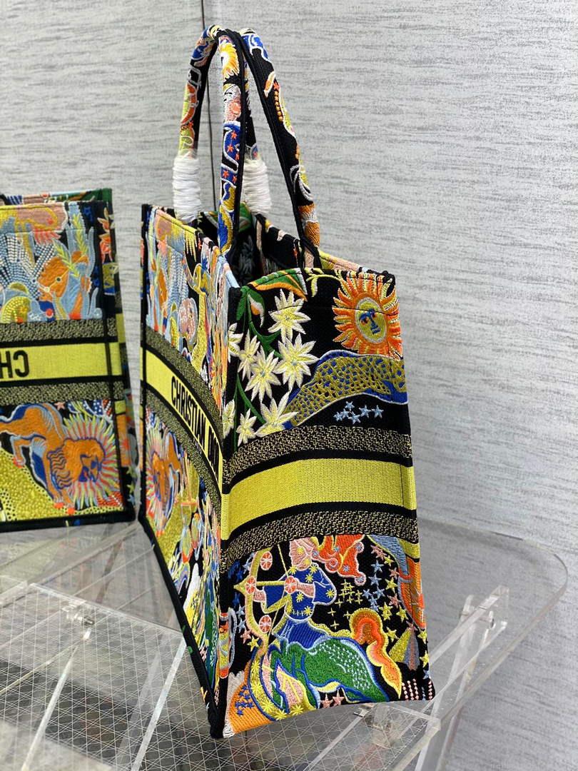 Dior M1286 Large Book Tote Black Multicolor Zodiac Fantastico Embroidery