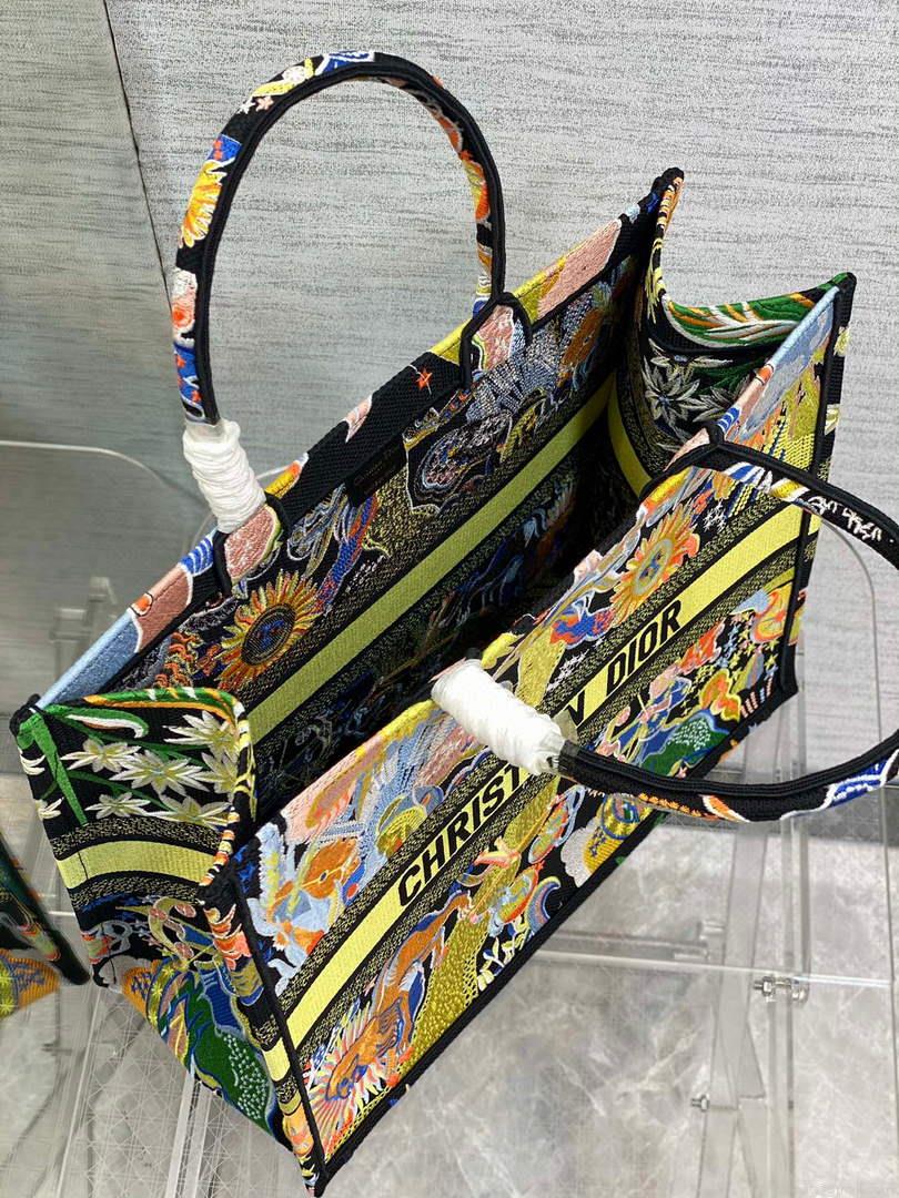 Dior M1286 Large Book Tote Black Multicolor Zodiac Fantastico Embroidery