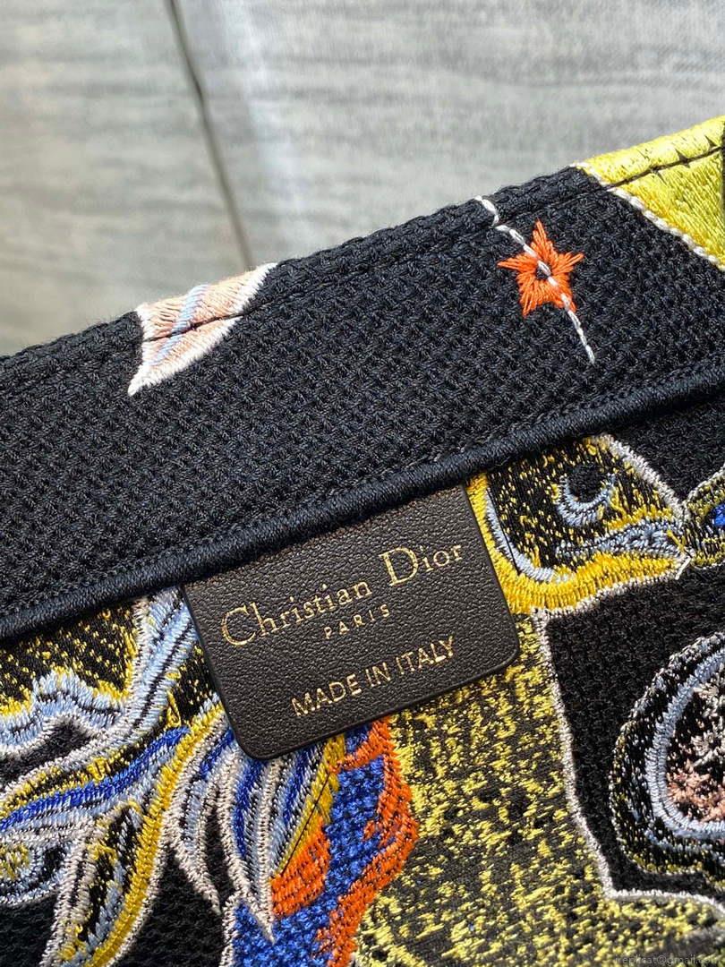 Dior M1286 Large Book Tote Black Multicolor Zodiac Fantastico Embroidery