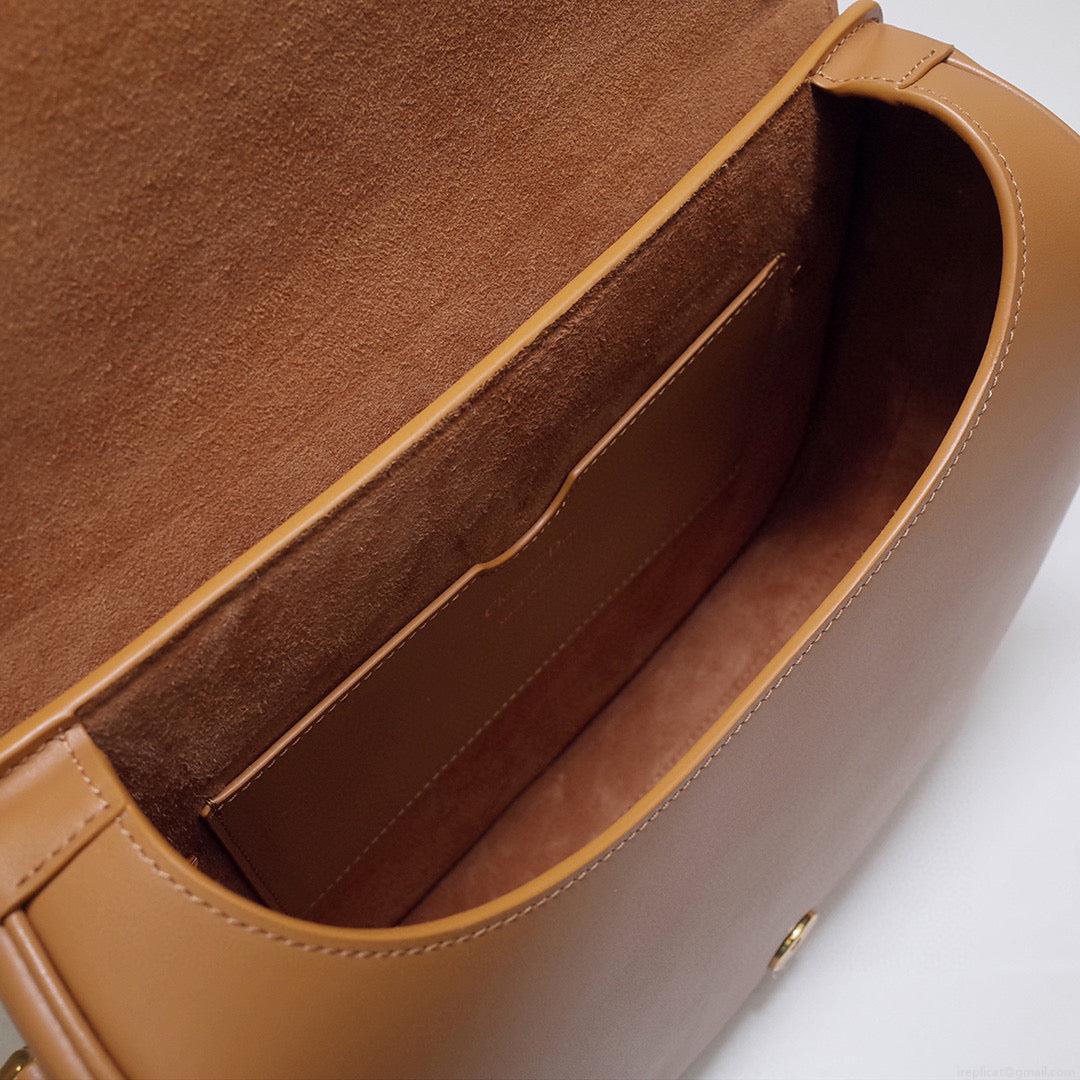 Dior M9320 Large Bobby Bag Tan Box Calfskin with Blue Oblique Strap