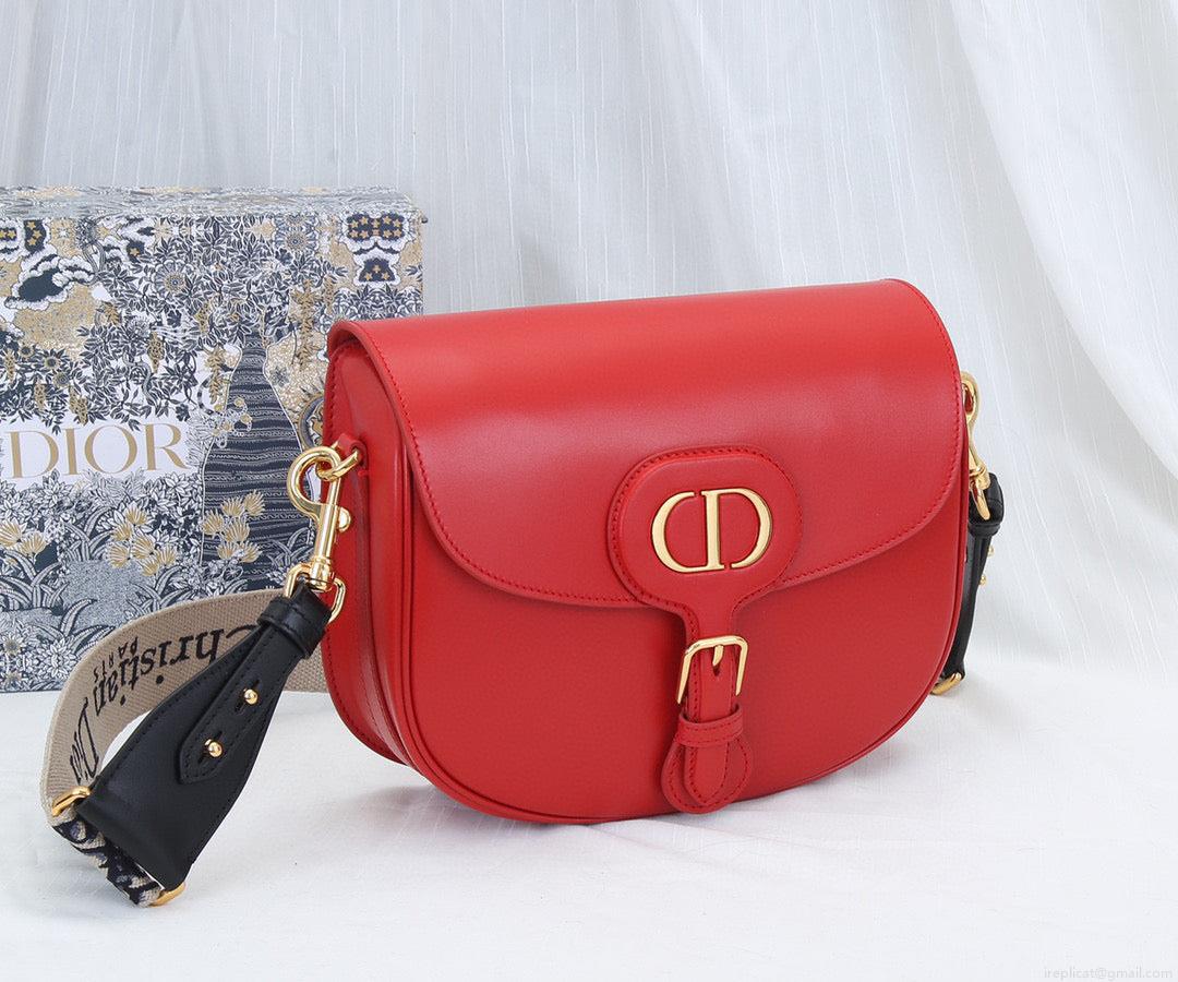 Dior M9320 Large Bobby Bag Red Box Calfskin with Blue Oblique Strap