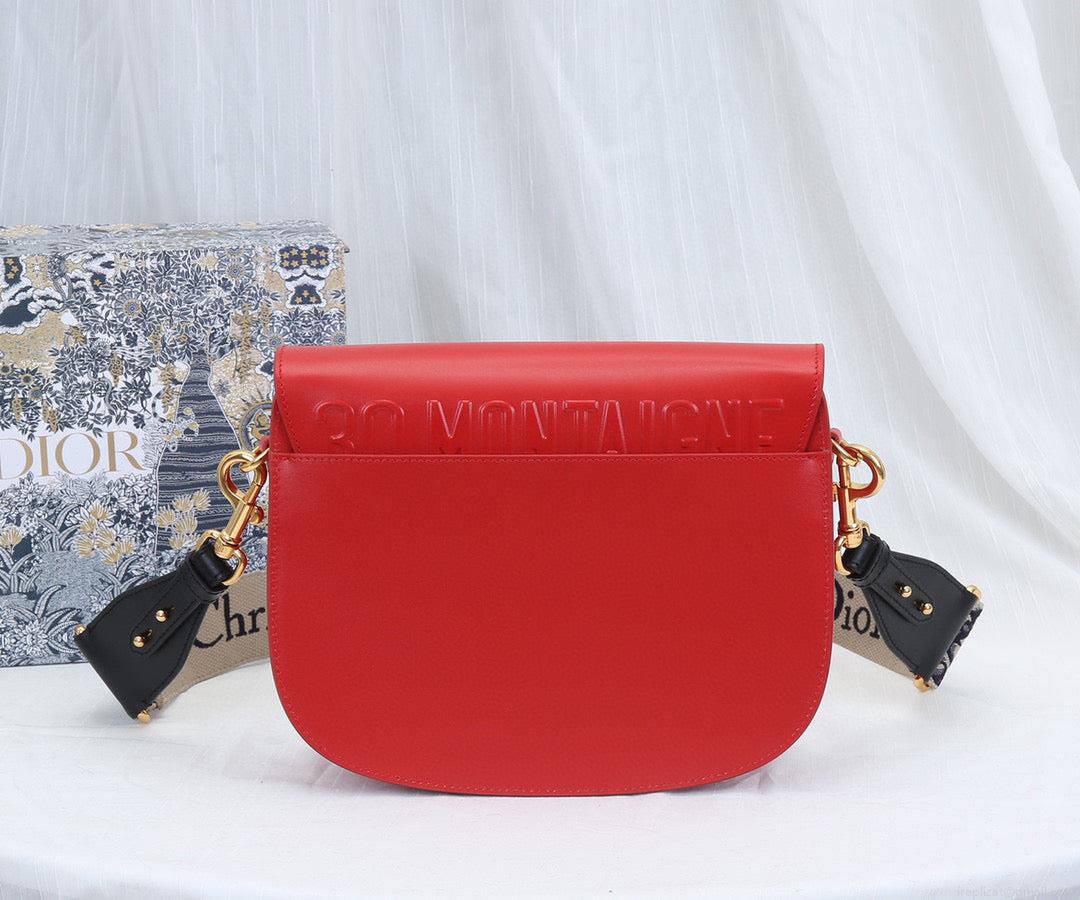 Dior M9320 Large Bobby Bag Red Box Calfskin with Blue Oblique Strap