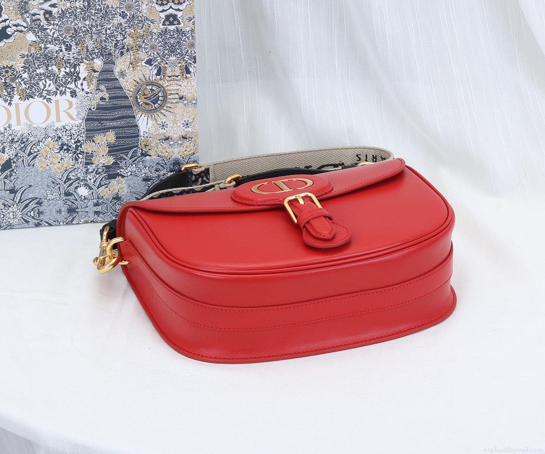 Dior M9320 Large Bobby Bag Red Box Calfskin with Blue Oblique Strap