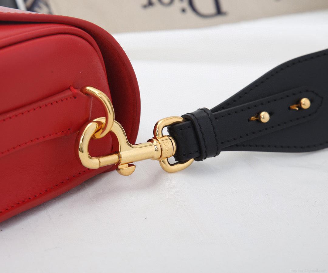 Dior M9320 Large Bobby Bag Red Box Calfskin with Blue Oblique Strap