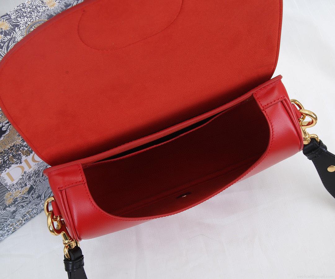 Dior M9320 Large Bobby Bag Red Box Calfskin with Blue Oblique Strap