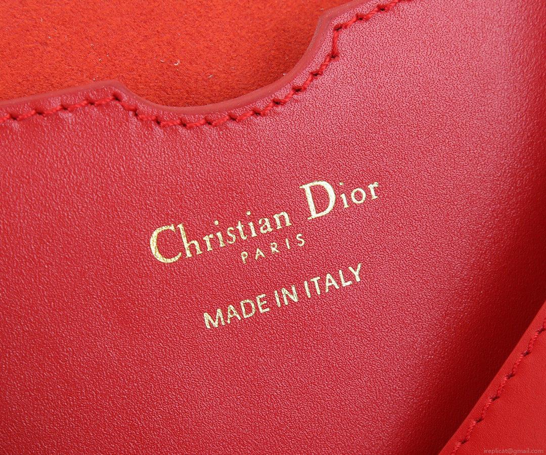Dior M9320 Large Bobby Bag Red Box Calfskin with Blue Oblique Strap