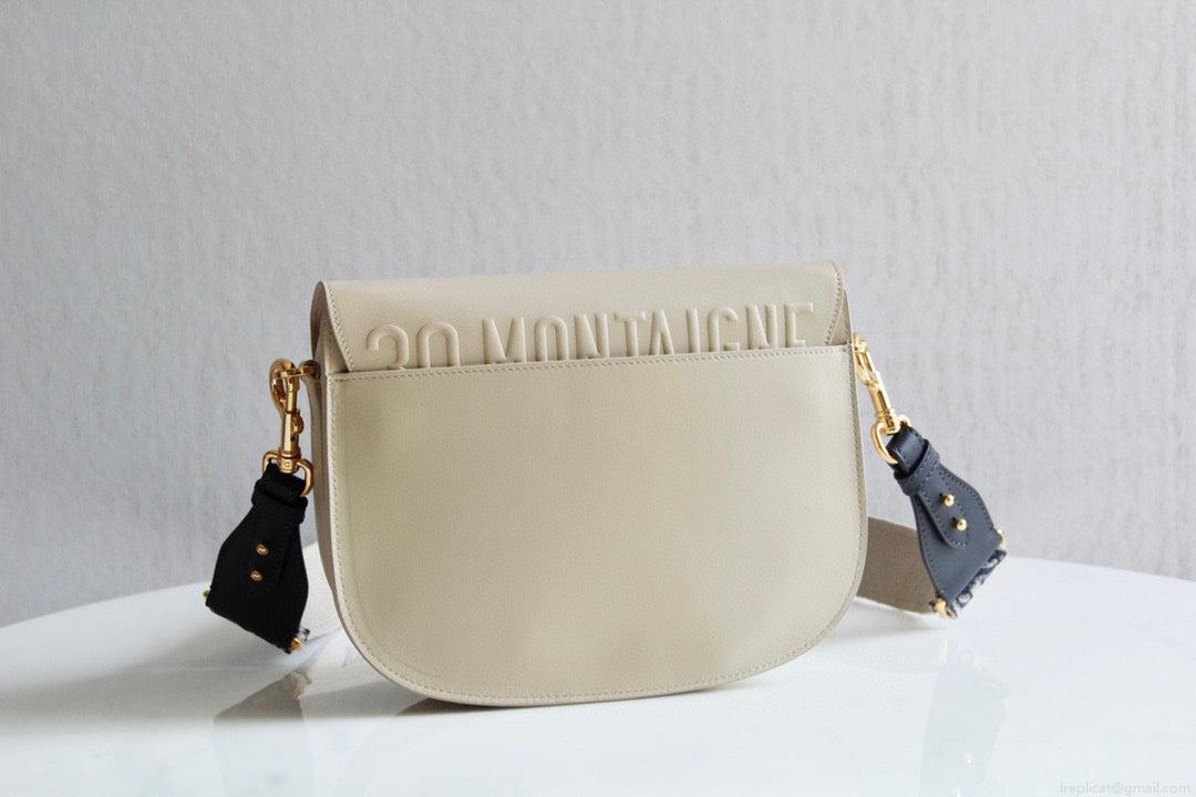 Dior M9320 Large Bobby Bag Beige Box Calfskin with Blue Oblique Strap