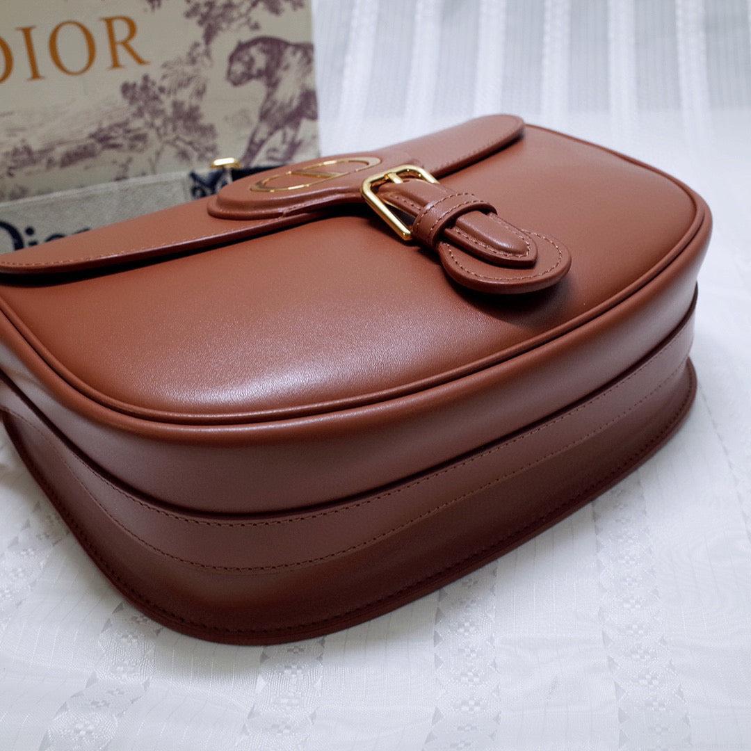 Dior M9320 Large Bobby Bag Brown Box Calfskin with Blue Oblique Strap