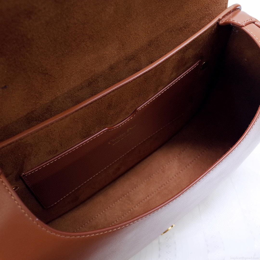 Dior M9320 Large Bobby Bag Brown Box Calfskin with Blue Oblique Strap