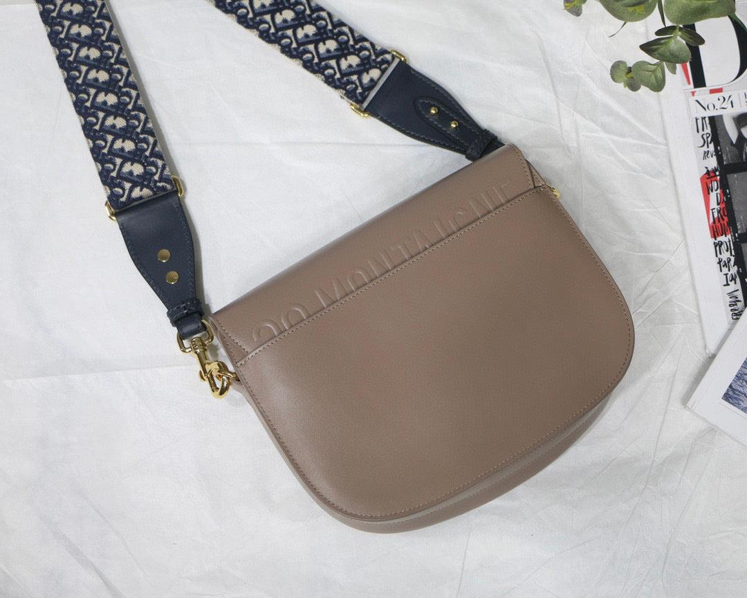Dior M9320 Large Bobby Bag Light Pink Box Calfskin with Blue Oblique Strap