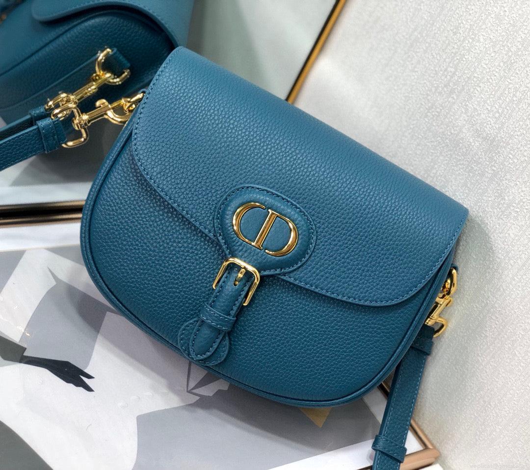 Dior M9319 Medium Bobby Bag Blue Grained Calfskin