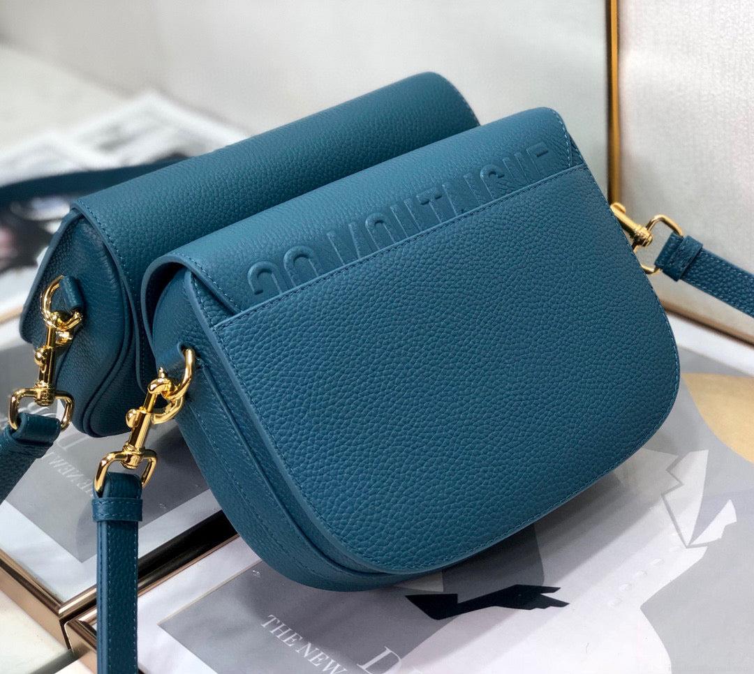 Dior M9319 Medium Bobby Bag Blue Grained Calfskin
