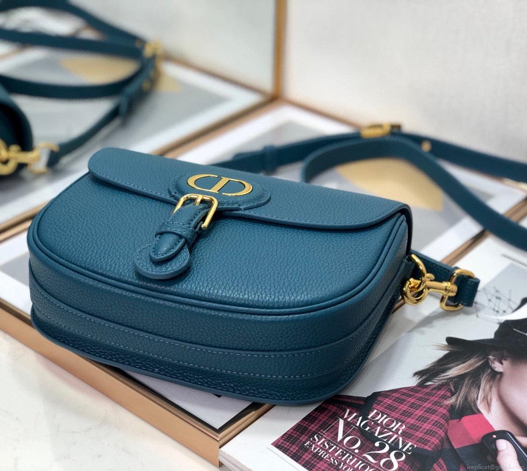 Dior M9319 Medium Bobby Bag Blue Grained Calfskin