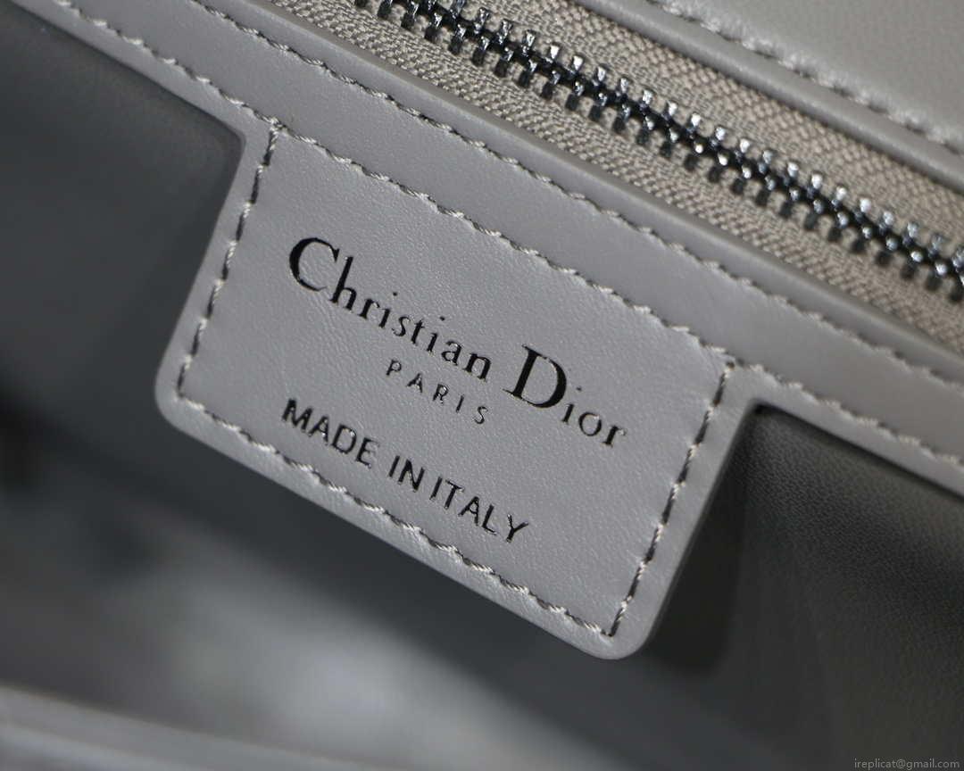 Dior M9241 Small Quilted Macrocannage Calfskin Gray