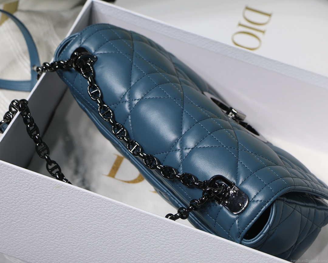 Dior M9242 Medium Quilted Macrocannage Calfskin Lake Blue