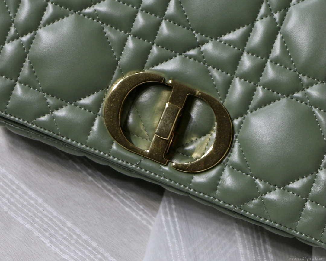 Dior M9243 Large Quilted Macrocannage Calfskin Green