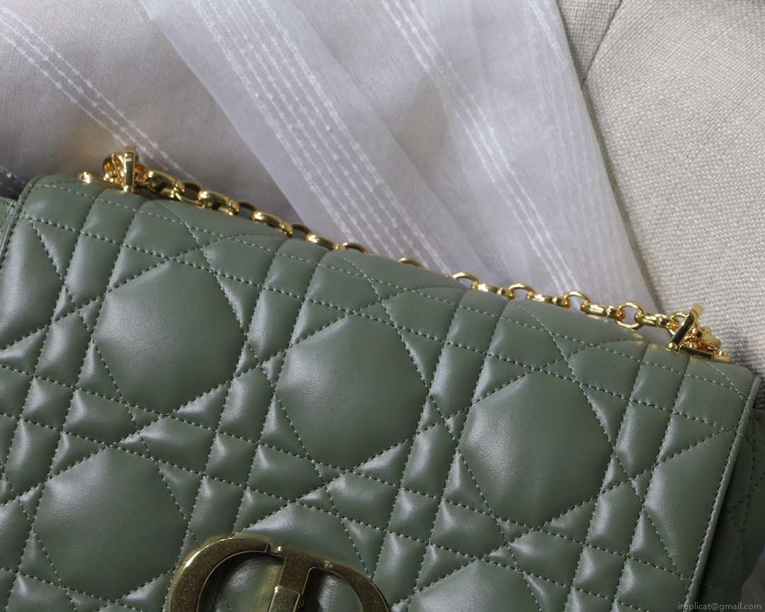 Dior M9243 Large Quilted Macrocannage Calfskin Green