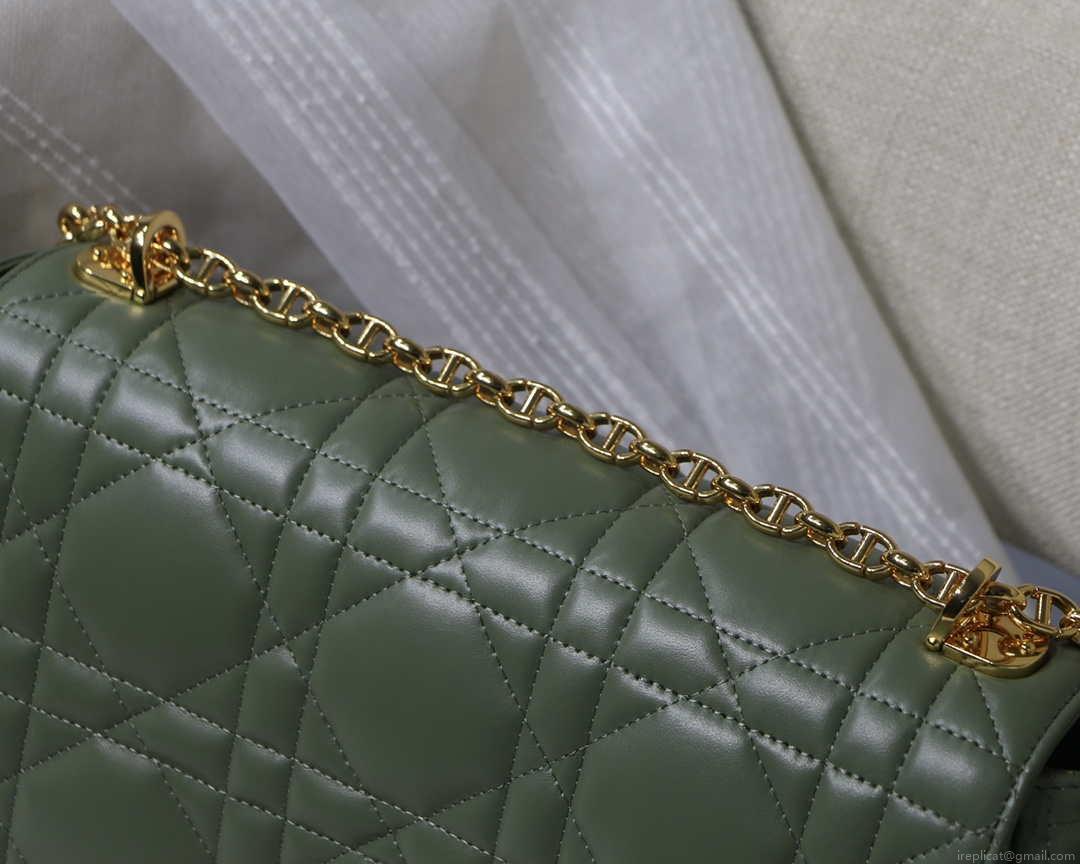 Dior M9243 Large Quilted Macrocannage Calfskin Green