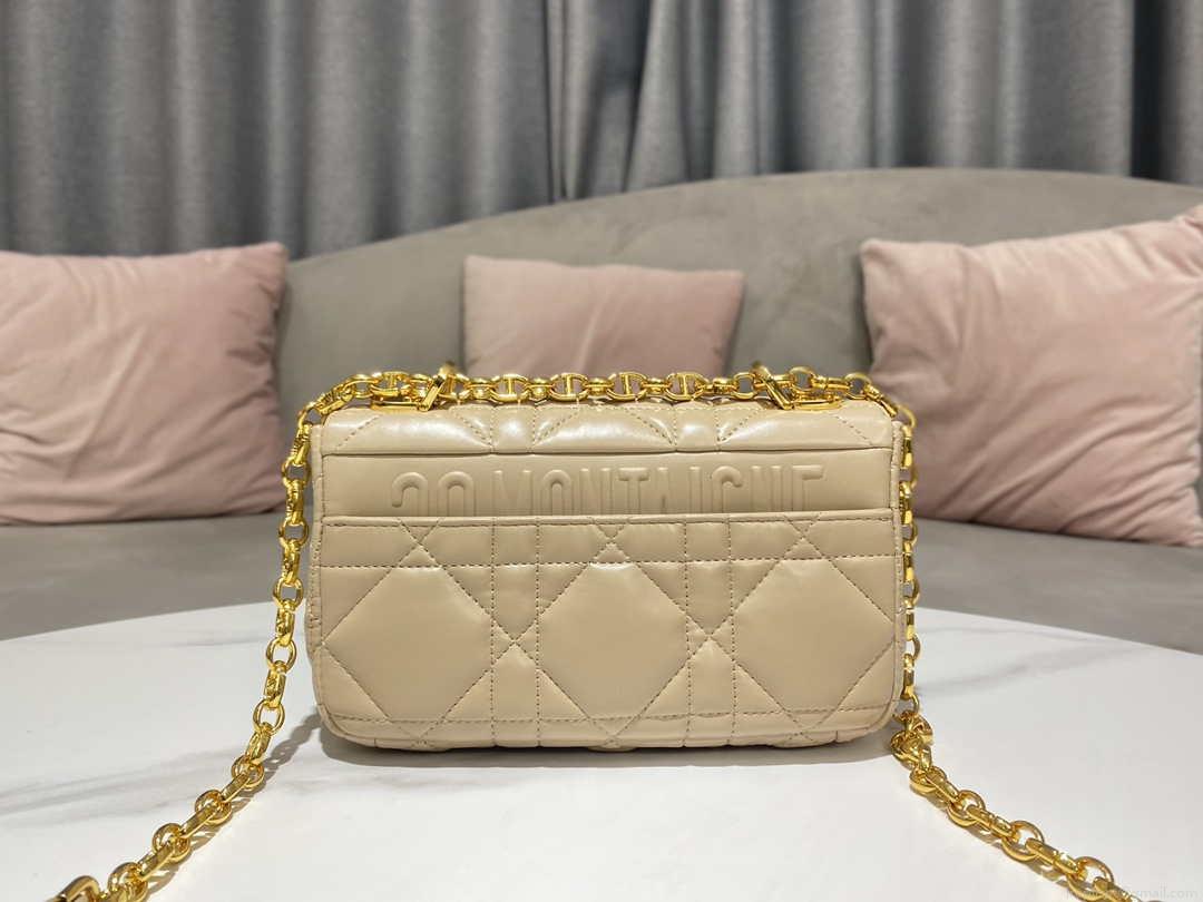 Dior M9241 Small Quilted Macrocannage Calfskin Yellow