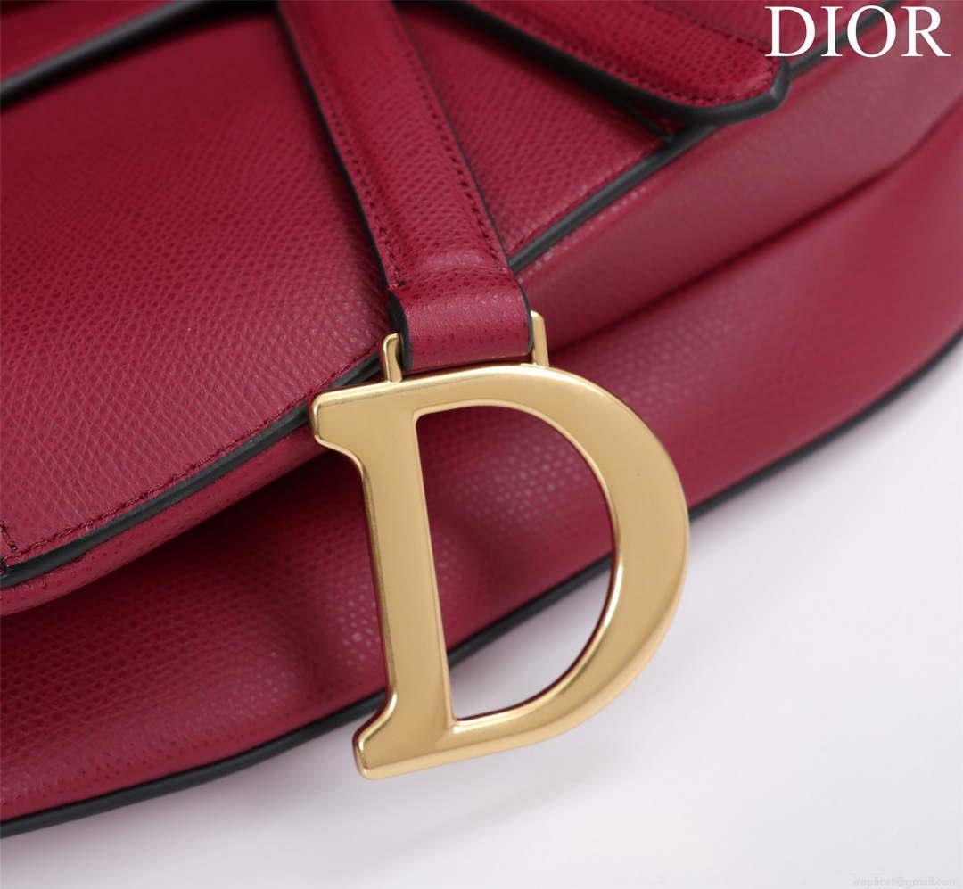 Dior M0455 Saddle Bag With Strap Wine Red Grained Calfskin